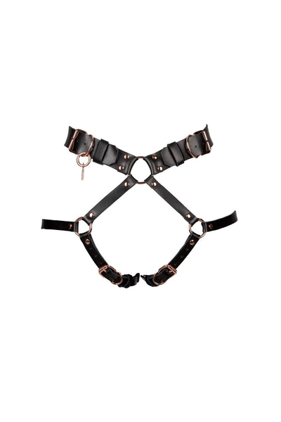 Lock Leather Crotchless Thong VoyeurX