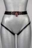 Lock Leather Crotchless Thong VoyeurX
