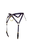 Diamanté Black Leather Garter Belt Love Lorn Lingerie
