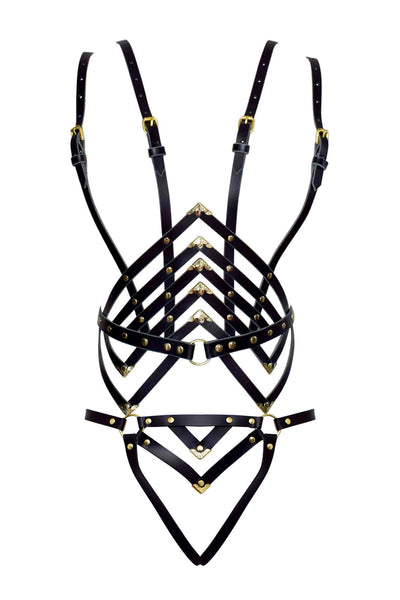 Diamanté Leather Harness Set Love Lorn Lingerie