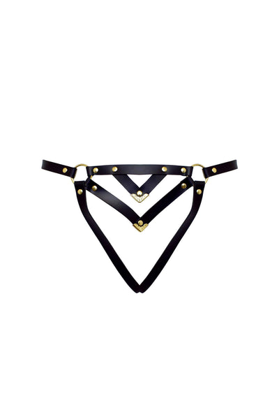 Diamanté Black Leather Panty Love Lorn Lingerie