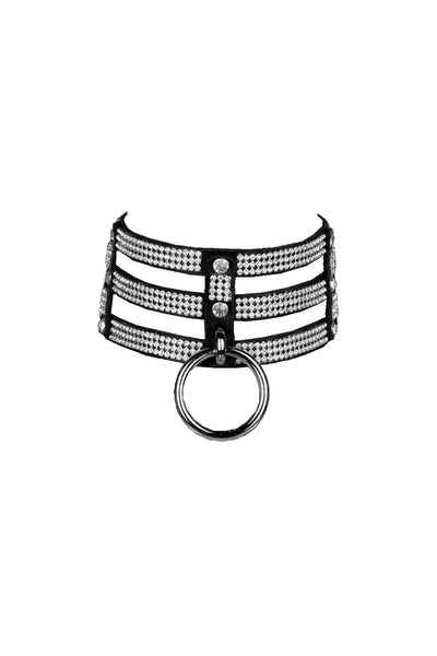 Triple Layered Diamond Leather Collar VoyeurX