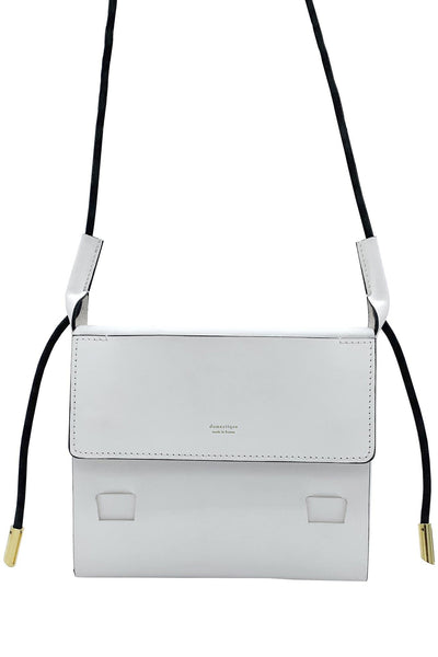 Medium Flap White Leather Pouch domestique