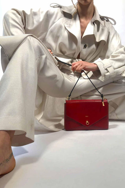 Large Envelope Red Leather Purse domestique