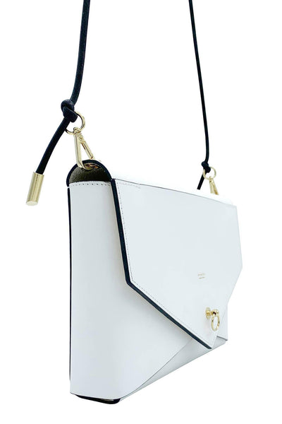 Large Envelope White Leather Purse domestique