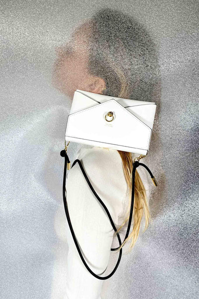Medium Envelope White Leather Purse domestique