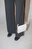 Medium Flap White Leather Pouch domestique