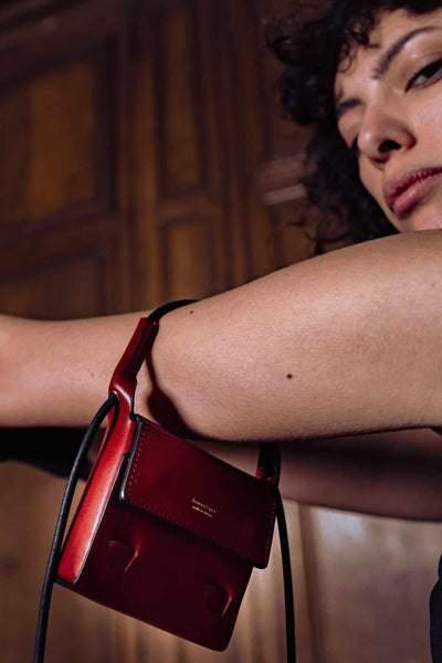 Mini Flap Red Leather Pouch domestique