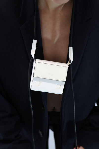 Mini Flap White Leather Pouch domestique