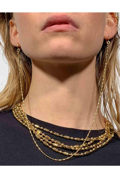 Long Thin Chain Double Earring domestique