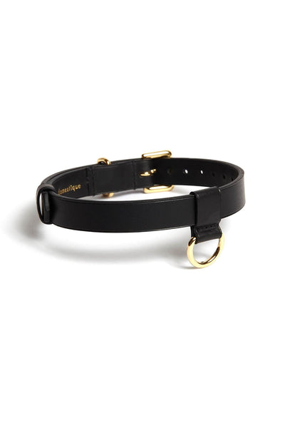 D-Ring Leather Choker domestique