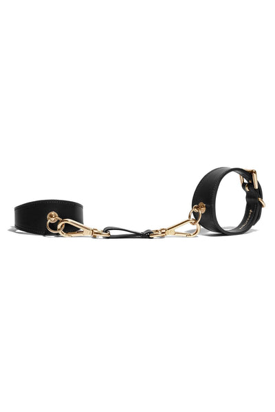 Black Leather Linotte Cuff Bracelets domestique