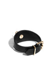 Black Leather Linotte Cuff Bracelets domestique