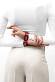 Red Leather Linotte Cuff Bracelets domestique