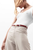 Red Pinson Bondage Leash Leather Belt domestique