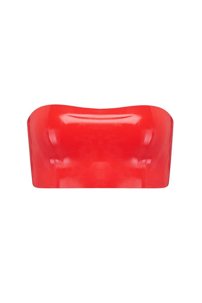 Scarlet Red Latex Bandeau Crop Top Elissa Poppy