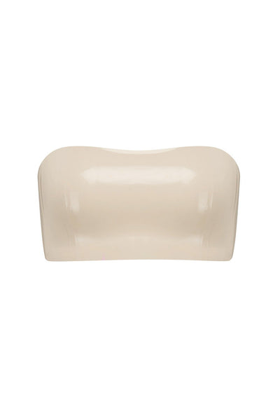 White Ivory Latex Bandeau Crop Top Elissa Poppy
