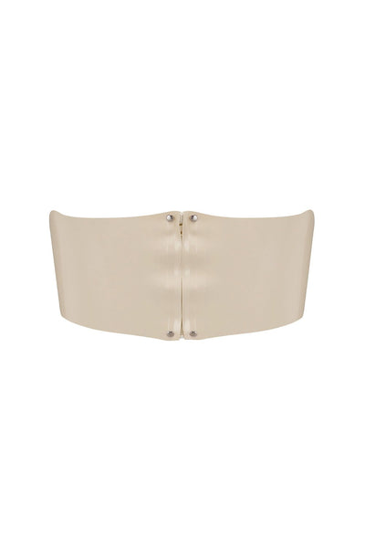 White Ivory Latex Bandeau Crop Top Elissa Poppy