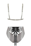 Mu Lambda Silver Latex Lingerie Set Elissa Poppy
