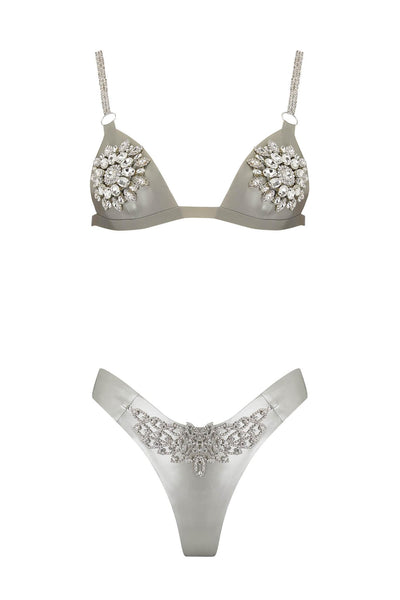 Mu Tau Silver Latex Lingerie Set Elissa Poppy