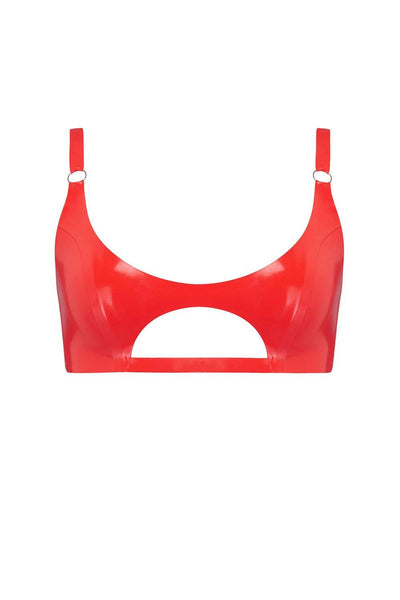 Scarlet Red Cut Out Latex Bralette Elissa Poppy