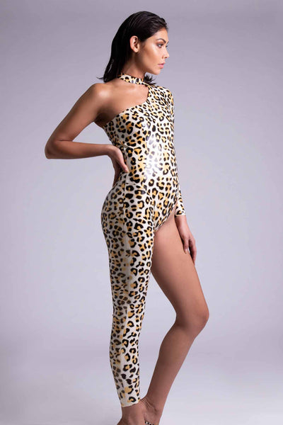 Upsilon Leopard Latex Catsuit Elissa Poppy