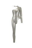 Upsilon Silver Latex Catsuit Elissa Poppy