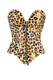 Zeta Zip Leopard Latex Corset Elissa Poppy