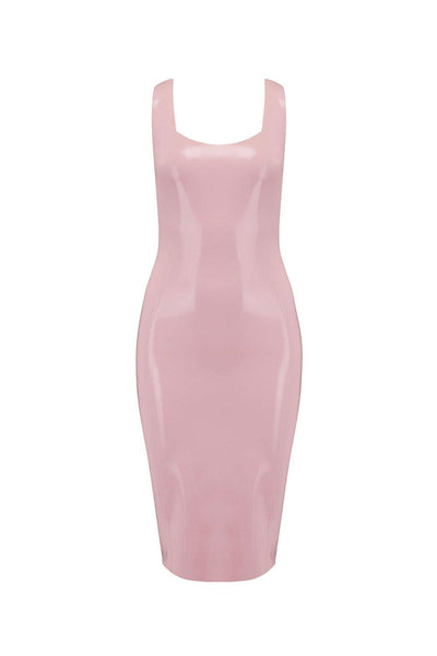 Baby Pink Latex Midi Dress Elissa Poppy