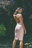 Baby Pink Latex Midi Dress Elissa Poppy