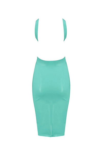 Jade Green Latex Midi Dress Elissa Poppy