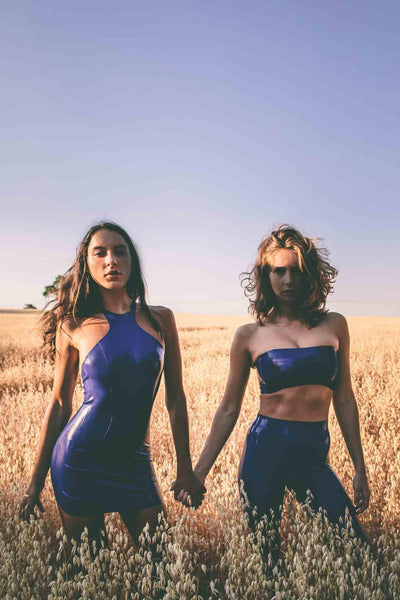 Royalblue Navy Latex Mini Dress Elissa Poppy