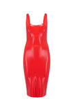 Scarlet Red Latex Midi Dress Elissa Poppy