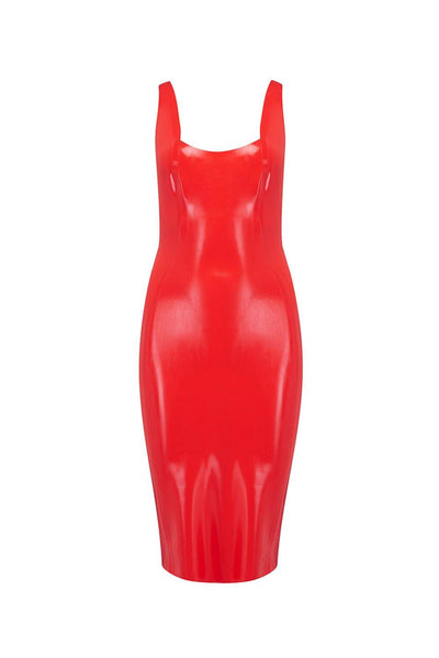 Scarlet Red Latex Midi Dress Elissa Poppy