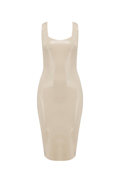 White Ivory Latex Midi Dress Elissa Poppy
