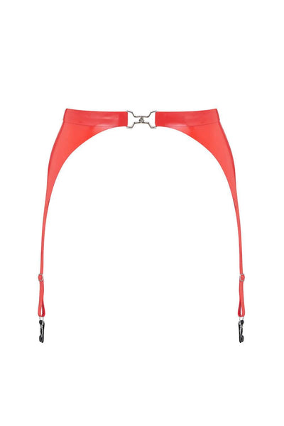 Scarlet Red Latex Garter Belt Elissa Poppy