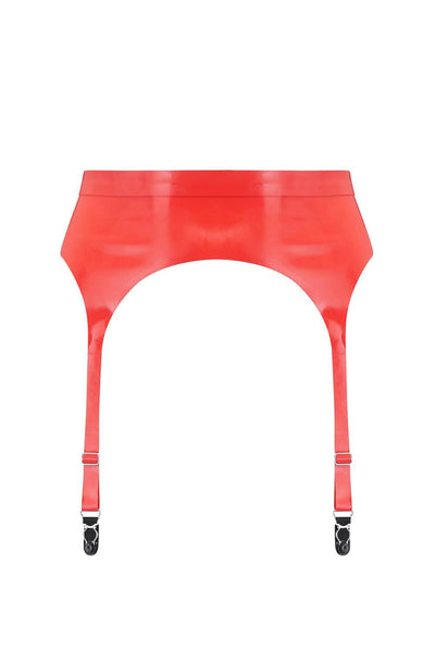 Scarlet Red Latex Garter Belt Elissa Poppy