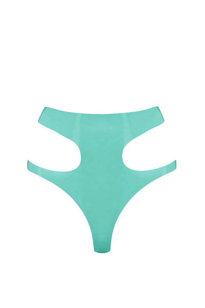Jade Green Latex Cut Out Thong Elissa Poppy