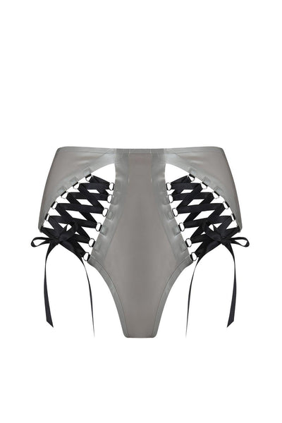 Lambda Silver Latex Laced Knicker Elissa Poppy