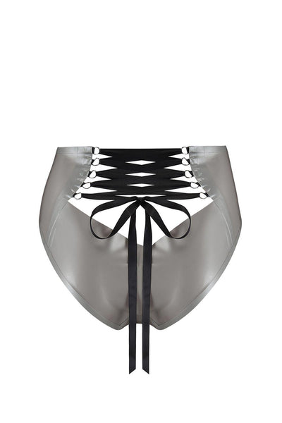 Lambda Silver Latex Laced Knicker Elissa Poppy