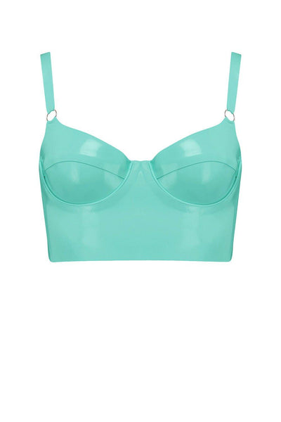 Jade Green Latex Full Cup Longline Bra Elissa Poppy