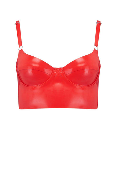Scarlet Red Latex Full Cup Longline Bra Elissa Poppy