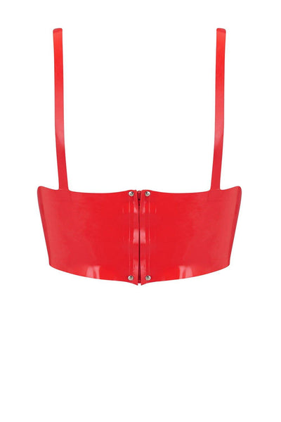 Scarlet Red Latex Full Cup Longline Bra Elissa Poppy
