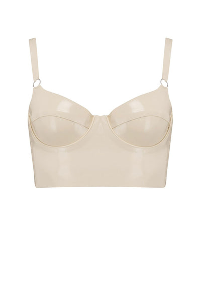 White Ivory Latex Full Cup Longline Bra Elissa Poppy