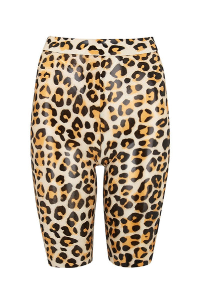 Beta Leopard Latex Biker Short Elissa Poppy