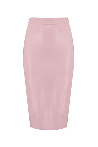 Baby Pink Latex Midi Skirt Elissa Poppy