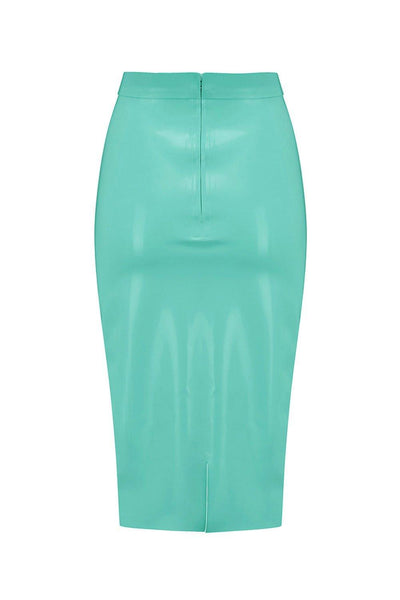 Jade Green Latex Midi Skirt Elissa Poppy