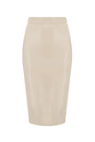 White Ivory Latex Midi Skirt Elissa Poppy