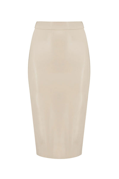White Ivory Latex Midi Skirt Elissa Poppy