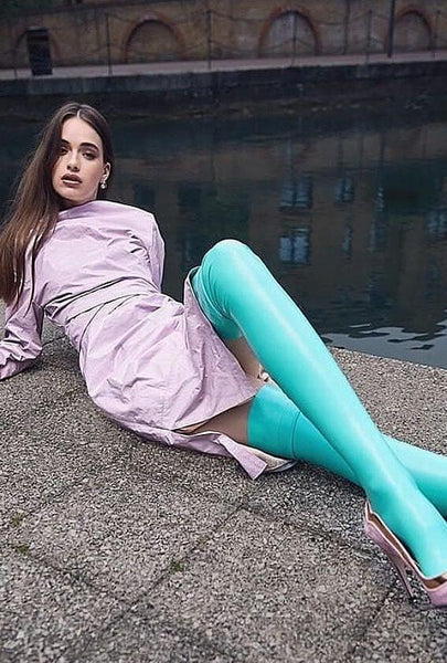 Sigma Jade Green Latex Stockings Elissa Poppy